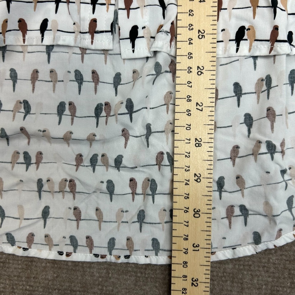 Jane + Delancey Shirt Womens XL White Rayon Parrot Print Round Hem Button Up - Picture 10 of 12